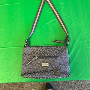Tommy Hilfiger Gray Patterned Crossbody with Striped Strap